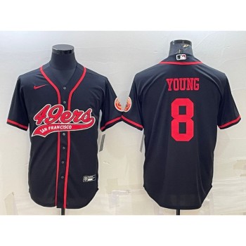 Men's San Francisco 49ers #8 Steve Young Black With Patch Cool Base Stitched Baseball Jersey Men's San Francisco 49ers #8 Steve Young Black With Patch Cool Base Stitched Baseball Jersey