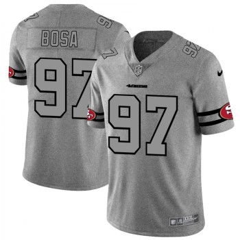 Men's San Francisco 49ers #97 Nick Bosa 2019 Gray Gridiron Team Logo Limited Stitched NFL Jersey Men's San Francisco 49ers #97 Nick Bosa 2019 Gray Gridiron Team Logo Limited Stitched NFL Jersey
