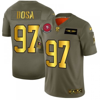 Men's San Francisco 49ers #97 Nick Bosa 2019 Olive/Gold Salute To Service Limited Stitched NFL Jersey Men's San Francisco 49ers #97 Nick Bosa 2019 Olive/Gold Salute To Service Limited Stitched NFL Jersey