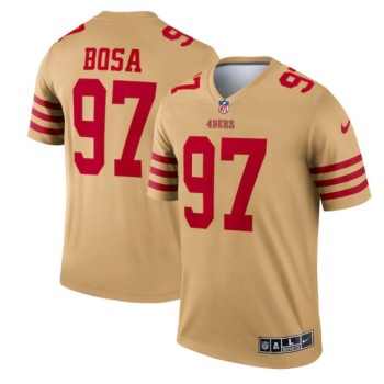 Men's San Francisco 49ers #97 Nick Bosa 2022 New Gold Inverted Legend Stitched Football Jersey Men's San Francisco 49ers #97 Nick Bosa 2022 New Gold Inverted Legend Stitched Football Jersey