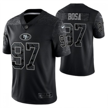 Men's San Francisco 49ers #97 Nick Bosa Black Reflective Limited Stitched Football Jersey Men's San Francisco 49ers #97 Nick Bosa Black Reflective Limited Stitched Football Jersey