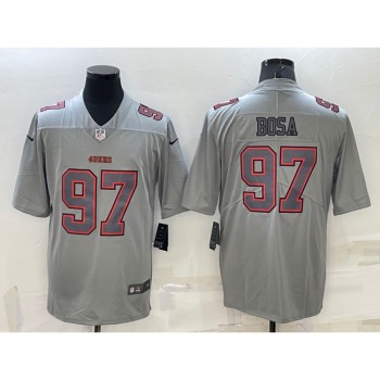 Men's San Francisco 49ers #97 Nick Bosa Grey Atmosphere Fashion Stitched Jersey Men's San Francisco 49ers #97 Nick Bosa Grey Atmosphere Fashion Stitched Jersey
