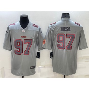 Men's San Francisco 49ers #97 Nick Bosa Grey With Patch Atmosphere Fashion Stitched Jersey Men's San Francisco 49ers #97 Nick Bosa Grey With Patch Atmosphere Fashion Stitched Jersey