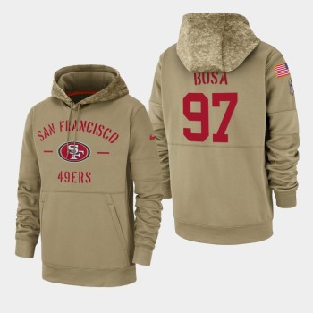 Men's San Francisco 49ers #97 Nick Bosa Tan 2019 Salute to Service Sideline Therma Pullover Hoodie Men's San Francisco 49ers #97 Nick Bosa Tan 2019 Salute to Service Sideline Therma Pullover Hoodie