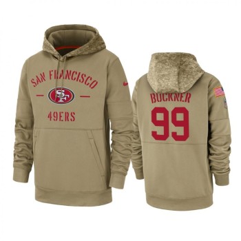 Men's San Francisco 49ers #99 DeForest Buckner Tan 2019 Salute to Service Sideline Therma Pullover Hoodie Men's San Francisco 49ers #99 DeForest Buckner Tan 2019 Salute to Service Sideline Therma Pullover Hoodie
