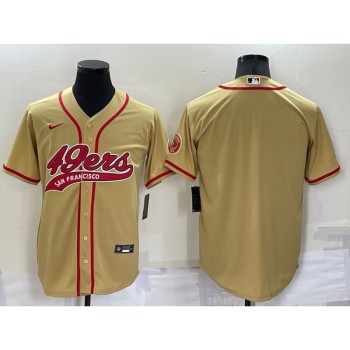 Men's San Francisco 49ers Blank Gold Cool Base Stitched Baseball Jersey Men's San Francisco 49ers Blank Gold Cool Base Stitched Baseball Jersey