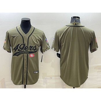 Men's San Francisco 49ers Blank Olive Salute to Service Cool Base Stitched Baseball Jersey Men's San Francisco 49ers Blank Olive Salute to Service Cool Base Stitched Baseball Jersey