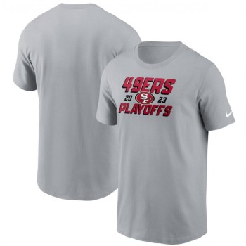 Men's San Francisco 49ers Gray 2023 NFL Playoffs Iconic T-Shirt Men's San Francisco 49ers Gray 2023 NFL Playoffs Iconic T-Shirt