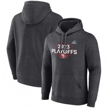 Men's San Francisco 49ers Heather Charcoal 2023 Playoffs Fleece Pullover Hoodie Men's San Francisco 49ers Heather Charcoal 2023 Playoffs Fleece Pullover Hoodie