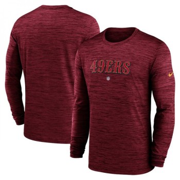 Men's San Francisco 49ers Heather Scarlet Sideline Team Velocity Performance Long Sleeve T-Shirt Men's San Francisco 49ers Heather Scarlet Sideline Team Velocity Performance Long Sleeve T-Shirt