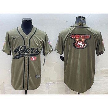 Men's San Francisco 49ers Olive Salute to Service Team Big Logo Cool Base Stitched Baseball Jersey Men's San Francisco 49ers Olive Salute to Service Team Big Logo Cool Base Stitched Baseball Jersey