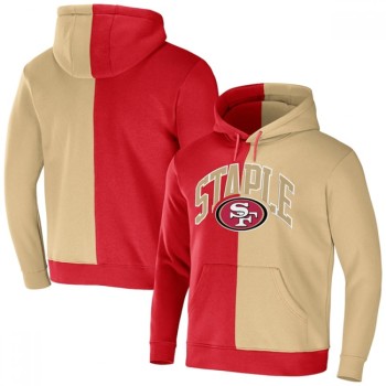 Men's San Francisco 49ers Red Gold Split Logo Pullover Hoodie Men's San Francisco 49ers Red Gold Split Logo Pullover Hoodie