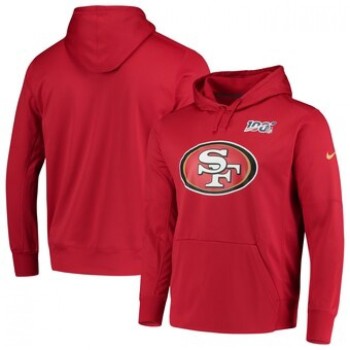 Men's San Francisco 49ers Scarlet 100th Season Primary Logo Circuit Performance Pullover Hoodie Men's San Francisco 49ers Scarlet 100th Season Primary Logo Circuit Performance Pullover Hoodie