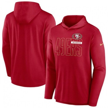 Men's San Francisco 49ers Scarlet Lightweight Performance Hoodie Long Sleeve T-Shirt Men's San Francisco 49ers Scarlet Lightweight Performance Hoodie Long Sleeve T-Shirt