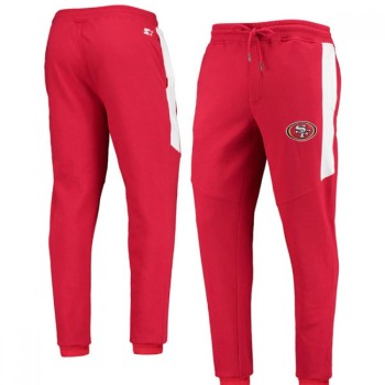 Men's San Francisco 49ers Starter Scarlet/White Goal Post Fleece Pants Men's San Francisco 49ers Starter Scarlet/White Goal Post Fleece Pants
