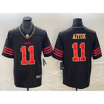 Men's San Francisco 49ers #11 Brandon Aiyuk Black Gold Stitched Jersey Men's San Francisco 49ers #11 Brandon Aiyuk Black Gold Stitched Jersey