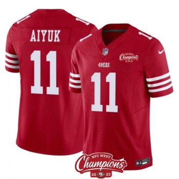 Men's San Francisco 49ers #11 Brandon Aiyuk Red 2023 F.U.S.E. NFC West Champions Patch Stitched Football Jersey Men's San Francisco 49ers #11 Brandon Aiyuk Red 2023 F.U.S.E. NFC West Champions Patch Stitched Football Jersey
