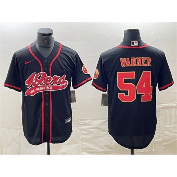 Men's San Francisco 49ers #54 Fred Warner Black With Patch Cool Base Stitched Baseball Jersey Men's San Francisco 49ers #54 Fred Warner Black With Patch Cool Base Stitched Baseball Jersey