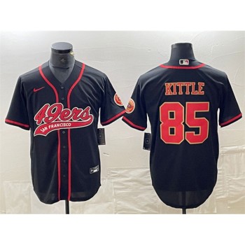 Men's San Francisco 49ers #85 George Kittle Black With Patch Cool Base Stitched Baseball Jersey Men's San Francisco 49ers #85 George Kittle Black With Patch Cool Base Stitched Baseball Jersey