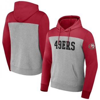 Men's San Francisco 49ers x Darius Rucker Collection Heather Gray Color Blocked Pullover Hoodie Men's San Francisco 49ers x Darius Rucker Collection Heather Gray Color Blocked Pullover Hoodie