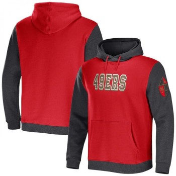 Men's San Francisco 49ers x Darius Rucker Collection Scarlet/Charcoal Colorblock Pullover Hoodie Men's San Francisco 49ers x Darius Rucker Collection Scarlet/Charcoal Colorblock Pullover Hoodie