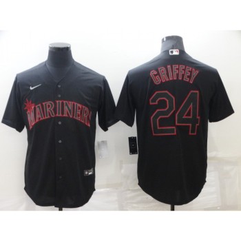 Men's Seattle Mariners #24 Ken Griffey Black shadow Cool Base Stitched jersey Men's Seattle Mariners #24 Ken Griffey Black shadow Cool Base Stitched jersey