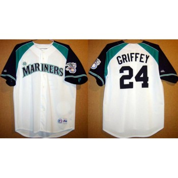 Men's Seattle Mariners #24 Ken Griffey White Stitched jersey Men's Seattle Mariners #24 Ken Griffey White Stitched jersey