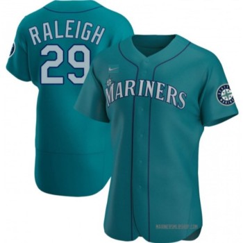 Men's Seattle Mariners #29 Cal Raleigh Aqua Flex Base Stitched Jersey Men's Seattle Mariners #29 Cal Raleigh Aqua Flex Base Stitched Jersey