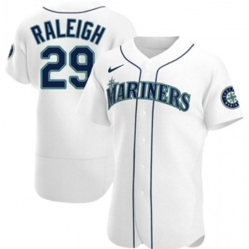 Men's Seattle Mariners #29 Cal Raleigh White Flex Base Stitched Jersey Men's Seattle Mariners #29 Cal Raleigh White Flex Base Stitched Jersey