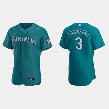 Men's Seattle Mariners #3 J.P. Crawford Aqua Flex Base Stitched Jersey Men's Seattle Mariners #3 J.P. Crawford Aqua Flex Base Stitched Jersey