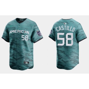 Men's Seattle Mariners #58 Luis Castillo Teal 2023 All-star Cool Base With Patch Stitched Baseball Jersey