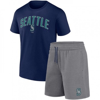 Men's Seattle Mariners Navy/Heather Gray Arch T-Shirt & Shorts Combo Set Men's Seattle Mariners Navy/Heather Gray Arch T-Shirt & Shorts Combo Set