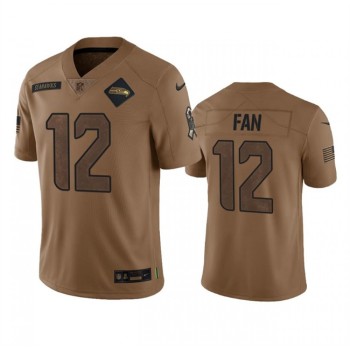 Men's Seattle Seahawks #12 Fan 2023 Brown Salute To Service Limited Stitched Football Jersey Men's Seattle Seahawks #12 Fan 2023 Brown Salute To Service Limited Stitched Football Jersey