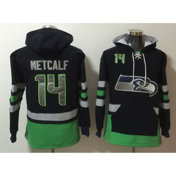 Men's Seattle Seahawks #14 D.K. Metcalf Black/Green Ageless Must-Have Lace-Up Pullover Hoodie Men's Seattle Seahawks #14 D.K. Metcalf Black/Green Ageless Must-Have Lace-Up Pullover Hoodie