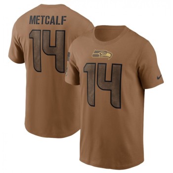 Men's Seattle Seahawks 14 DK Metcalf 2023 Brown Salute To Service Name & Number T-Shirt Men's Seattle Seahawks 14 DK Metcalf 2023 Brown Salute To Service Name & Number T-Shirt