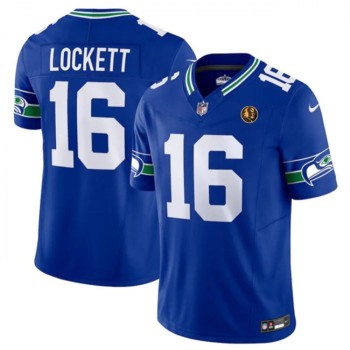 Men's Seattle Seahawks #16 Tyler Lockett Royal 2023 F.U.S.E. Throwback With John Madden Patch Vapor Limited Stitched Football Jersey Men's Seattle Seahawks #16 Tyler Lockett Royal 2023 F.U.S.E. Throwback With John Madden Patch Vapor Limited Stitched Football Jersey