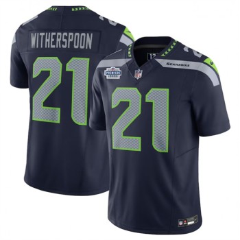 Men's Seattle Seahawks #21 Devon Witherspoon Navy 2023 F.U.S.E. With Prem1ere Patch 90th Anniversary Vapor Untouchable Limited Stitched Football Jersey Men's Seattle Seahawks #21 Devon Witherspoon Navy 2023 F.U.S.E. With Prem1ere Patch 90th Anniversary Vapor Untouchable Limited Stitched Football Jersey