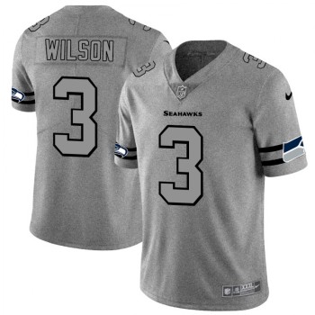 Men's Seattle Seahawks #3 Russell Wilson 2019 Gray Gridiron Team Logo Limited Stitched NFL Jersey Men's Seattle Seahawks #3 Russell Wilson 2019 Gray Gridiron Team Logo Limited Stitched NFL Jersey