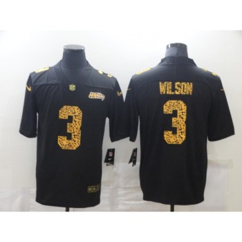 Men's Seattle Seahawks #3 Russell Wilson 2020 Black Leopard Print Fashion Limited Stitched Jersey Men's Seattle Seahawks #3 Russell Wilson 2020 Black Leopard Print Fashion Limited Stitched Jersey