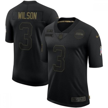 Men's Seattle Seahawks #3 Russell Wilson 2020 Black Salute To Service Limited Stitched Jersey Men's Seattle Seahawks #3 Russell Wilson 2020 Black Salute To Service Limited Stitched Jersey