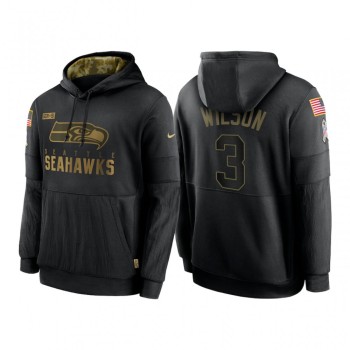 Men's Seattle Seahawks #3 Russell Wilson 2020 Black Salute to Service Sideline Performance Pullover Hoodie Men's Seattle Seahawks #3 Russell Wilson 2020 Black Salute to Service Sideline Performance Pullover Hoodie
