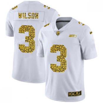 Men's Seattle Seahawks #3 Russell Wilson 2020 White Leopard Print Fashion Limited Stitched Jersey Men's Seattle Seahawks #3 Russell Wilson 2020 White Leopard Print Fashion Limited Stitched Jersey