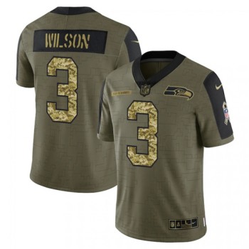Men's Seattle Seahawks #3 Russell Wilson 2021 Olive Camo Salute To Service Limited Stitched Jersey Men's Seattle Seahawks #3 Russell Wilson 2021 Olive Camo Salute To Service Limited Stitched Jersey