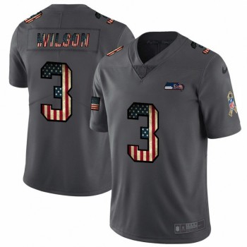 Men's Seattle Seahawks #3 Russell Wilson Grey 2019 Salute To Service USA Flag Fashion Limited Stitched NFL Jersey Men's Seattle Seahawks #3 Russell Wilson Grey 2019 Salute To Service USA Flag Fashion Limited Stitched NFL Jersey