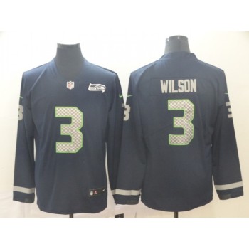 Men's Seattle Seahawks #3 Russell Wilson Navy Scarlet Therma Long Sleeve Stitched NFL Jersey Men's Seattle Seahawks #3 Russell Wilson Navy Scarlet Therma Long Sleeve Stitched NFL Jersey