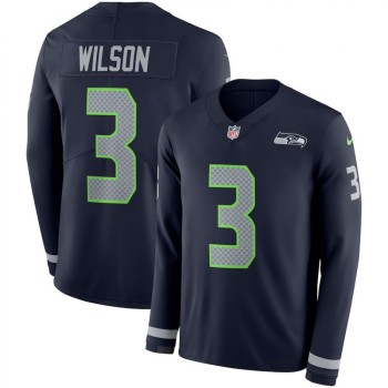 Men's Seattle Seahawks #3 Russell Wilson Navy Therma Long Sleeve Stitched NFL Jersey Men's Seattle Seahawks #3 Russell Wilson Navy Therma Long Sleeve Stitched NFL Jersey