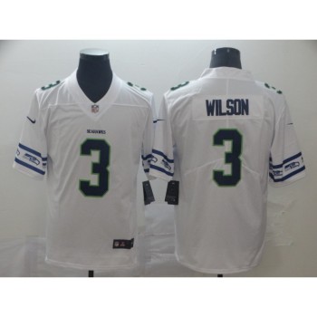 Men's Seattle Seahawks #3 Russell Wilson White Team Logo Limited Stitched NFL Jersey