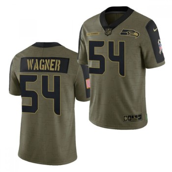 Men's Seattle Seahawks #54 Bobby Wagner 2021 Olive Salute To Service Limited Stitched Jersey Men's Seattle Seahawks #54 Bobby Wagner 2021 Olive Salute To Service Limited Stitched Jersey