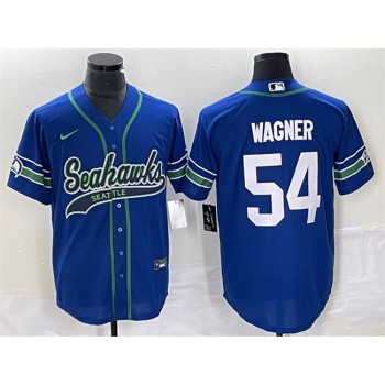 Men's Seattle Seahawks #54 Bobby Wagner Royal Throwback Cool Base Stitched Baseball Jersey Men's Seattle Seahawks #54 Bobby Wagner Royal Throwback Cool Base Stitched Baseball Jersey