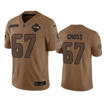 Men's Seattle Seahawks #67 Charles Cross 2023 Brown Salute To Service Limited Stitched Football Jersey Men's Seattle Seahawks #67 Charles Cross 2023 Brown Salute To Service Limited Stitched Football Jersey